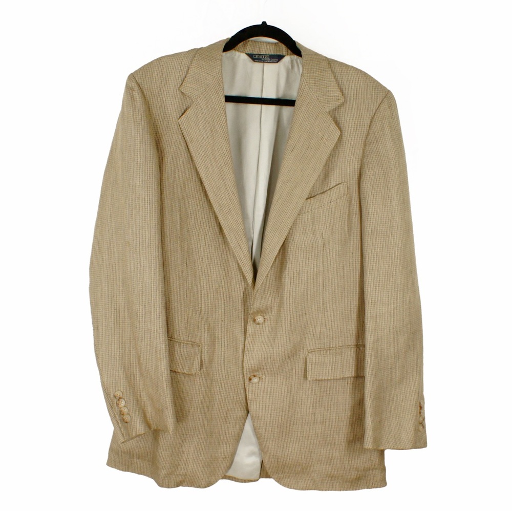 Vintage 80s Polo by Ralph Lauren Wool Tweed Houndstooth Ivy Preppy Blazer Jacket